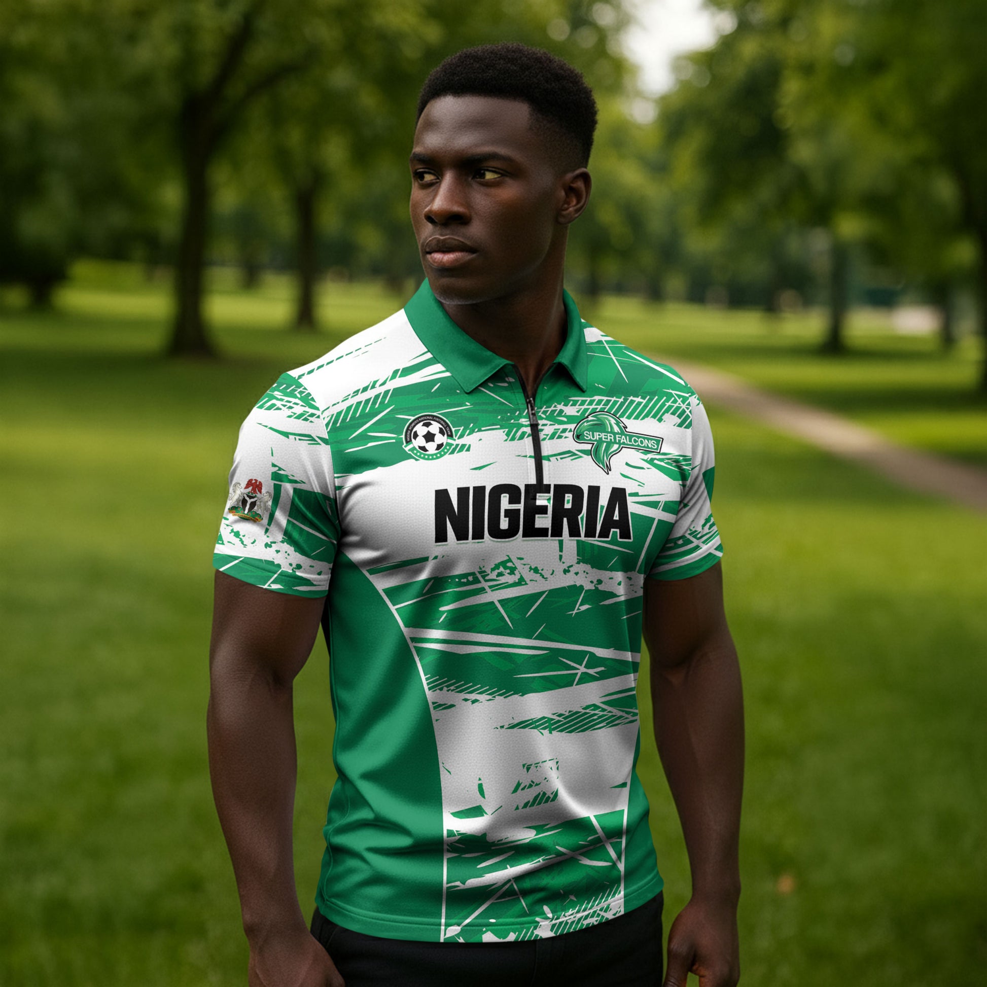 Custom Nigeria 2026 Football Zipper Polo Shirt Go Super Falcons