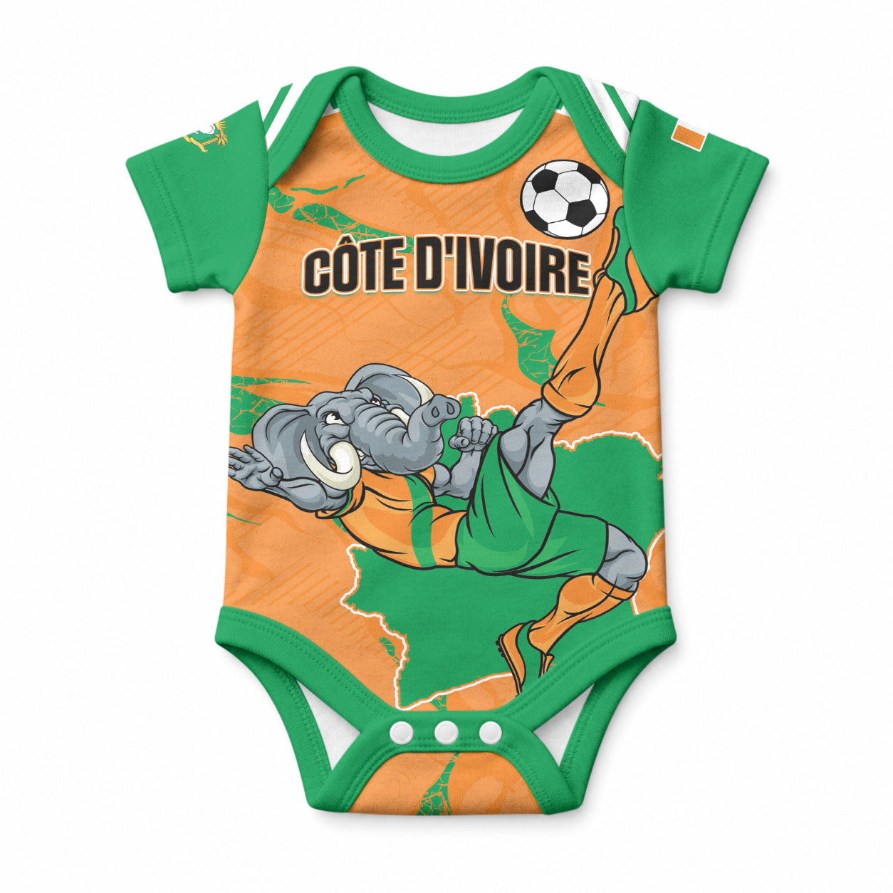 Custom Cote d Ivoire 2026 Football Baby Onesie Ivory Coast Elephants Proud