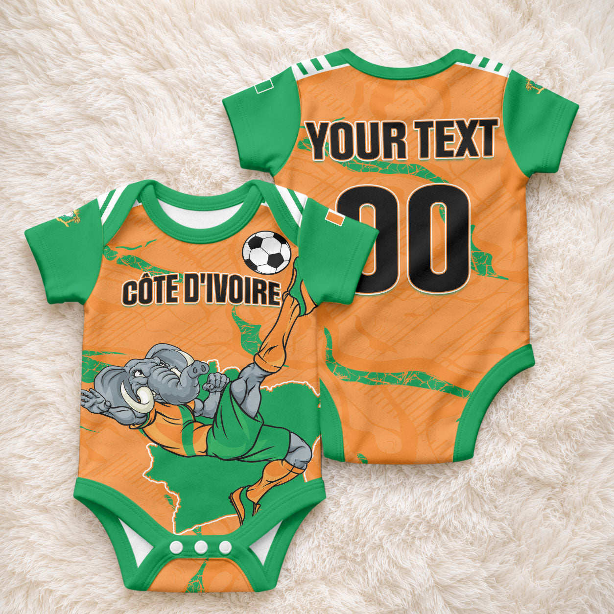 Custom Cote d Ivoire 2026 Football Baby Onesie Ivory Coast Elephants Proud