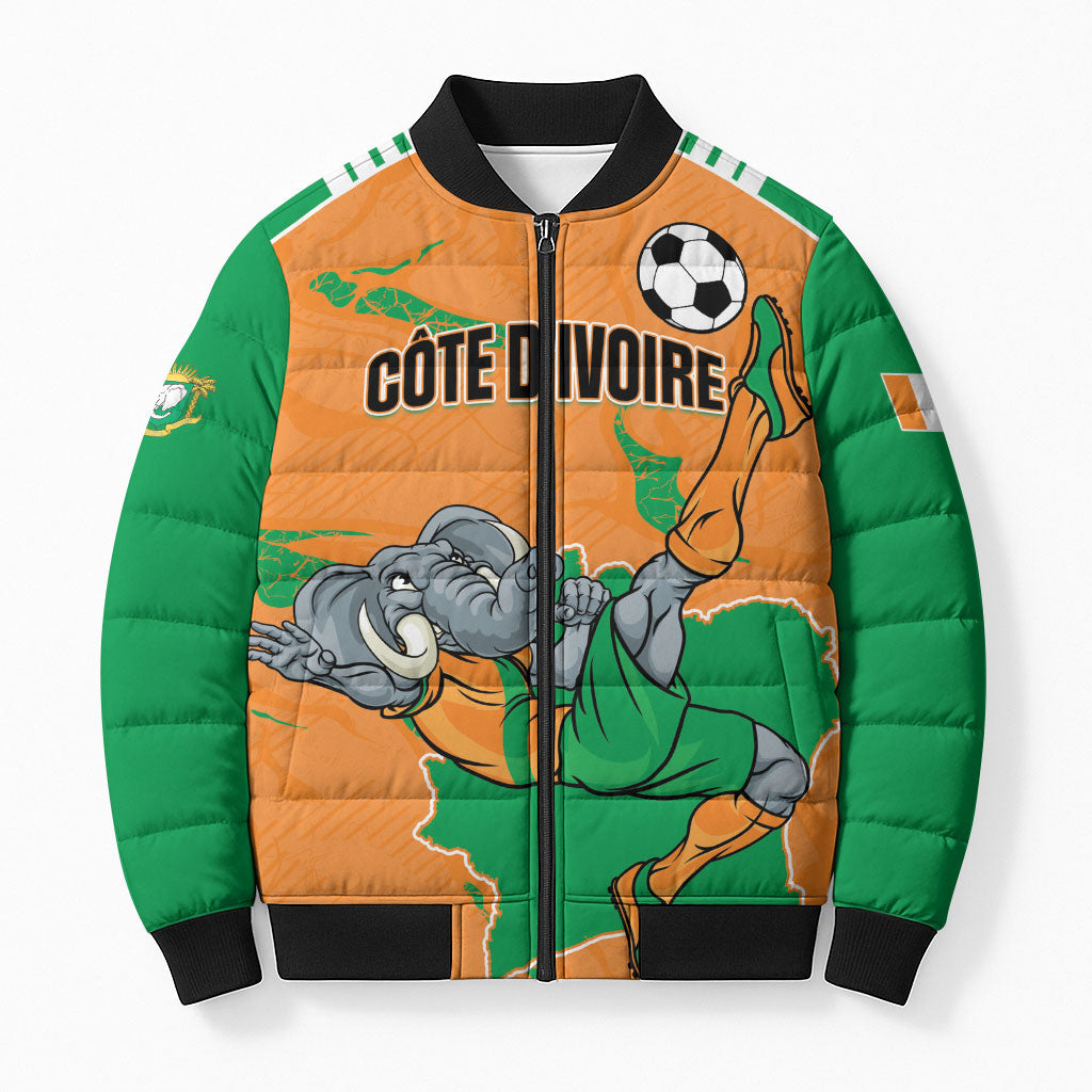Custom Cote d Ivoire 2026 Football Bomber Puffer Jacket Ivory Coast Elephants Proud