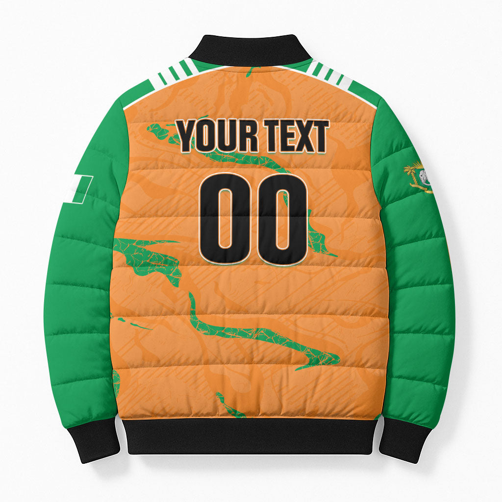 Custom Cote d Ivoire 2026 Football Bomber Puffer Jacket Ivory Coast Elephants Proud