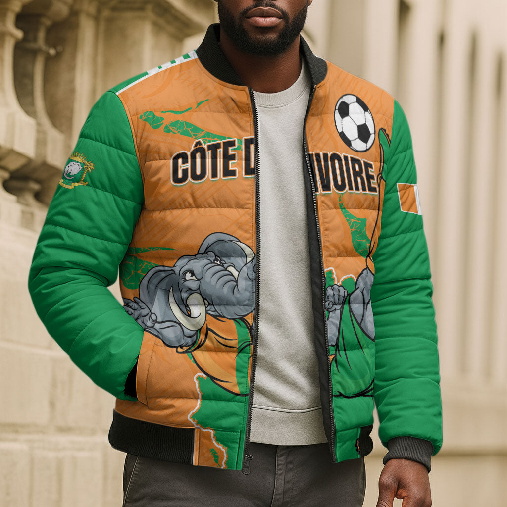 Custom Cote d Ivoire 2026 Football Bomber Puffer Jacket Ivory Coast Elephants Proud