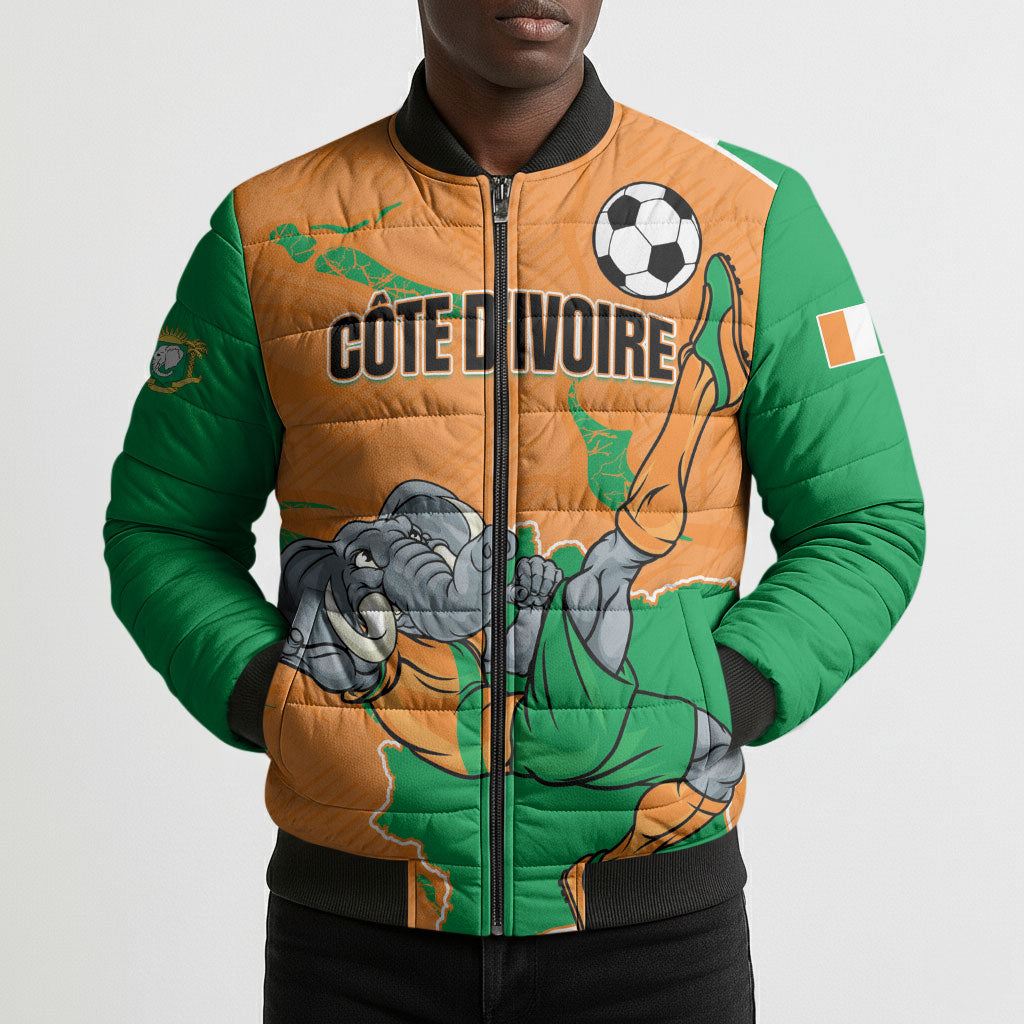 Custom Cote d Ivoire 2026 Football Bomber Puffer Jacket Ivory Coast Elephants Proud