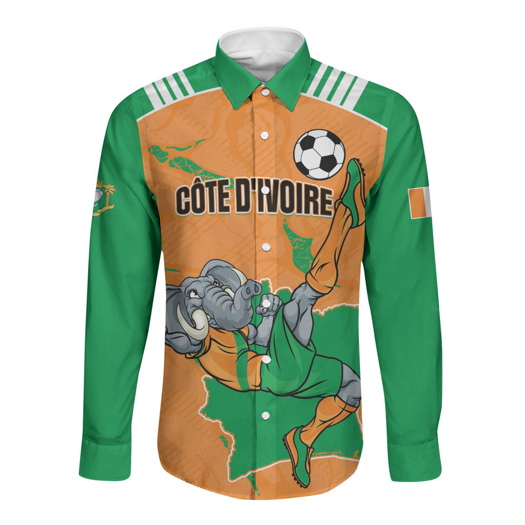Custom Cote d Ivoire 2026 Football Long Sleeve Button Shirt Ivory Coast Elephants Proud