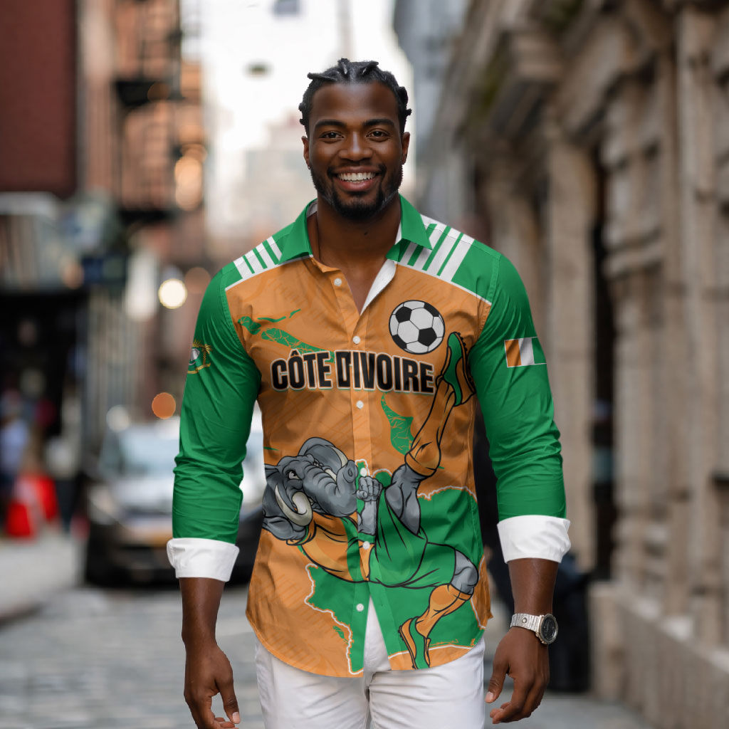 Custom Cote d Ivoire 2026 Football Long Sleeve Button Shirt Ivory Coast Elephants Proud