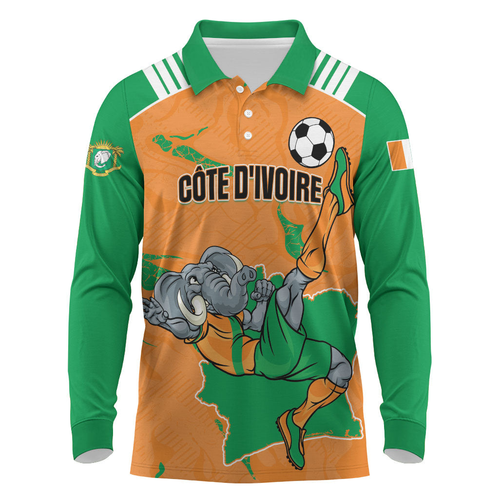 Custom Cote d Ivoire 2026 Football Long Sleeve Polo Shirt Ivory Coast Elephants Proud