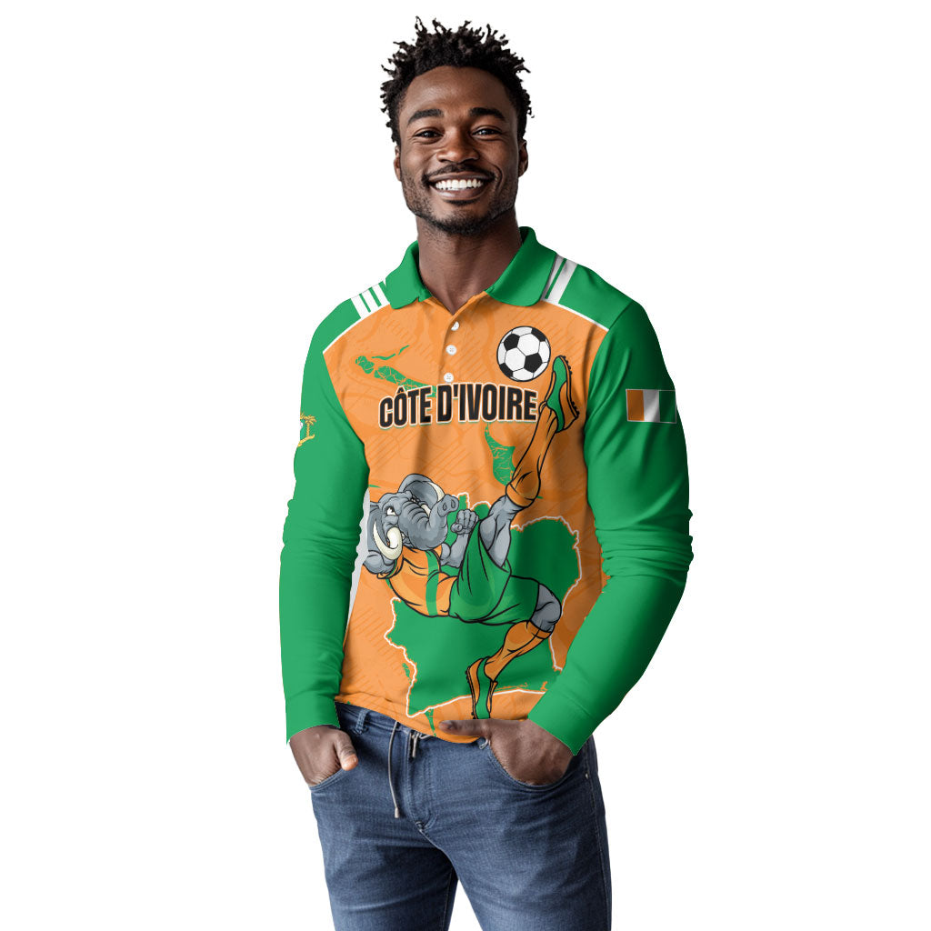 Custom Cote d Ivoire 2026 Football Long Sleeve Polo Shirt Ivory Coast Elephants Proud