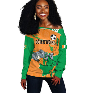 Custom Cote d Ivoire 2026 Football Off Shoulder Sweater Ivory Coast Elephants Proud
