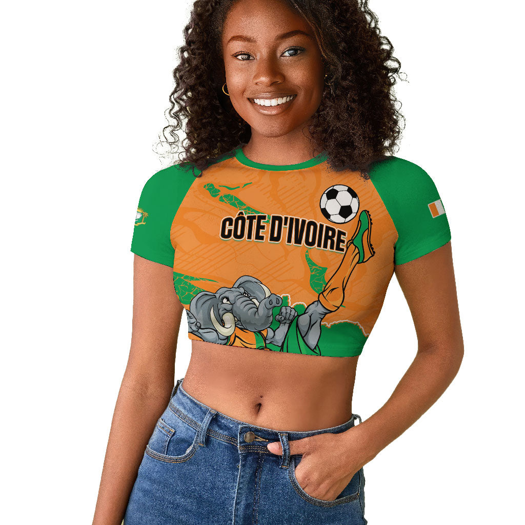 Custom Cote d Ivoire 2026 Football Raglan Cropped T shirt Ivory Coast Elephants Proud
