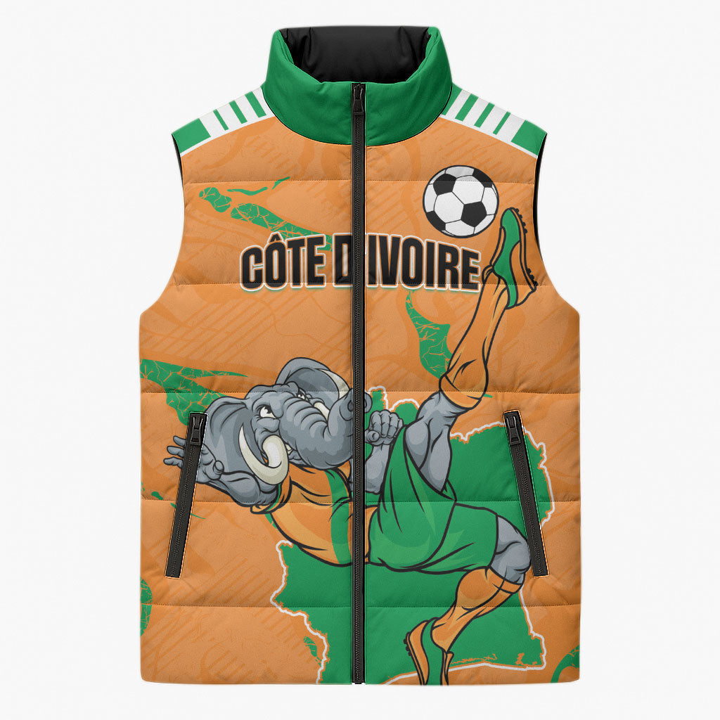 Custom Cote d Ivoire 2026 Football Sleeveless Puffer Jacket Ivory Coast Elephants Proud