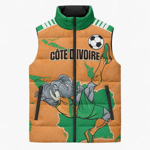Custom Cote d Ivoire 2026 Football Sleeveless Puffer Jacket Ivory Coast Elephants Proud