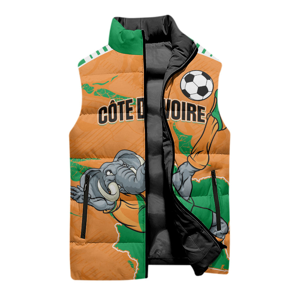 Custom Cote d Ivoire 2026 Football Sleeveless Puffer Jacket Ivory Coast Elephants Proud
