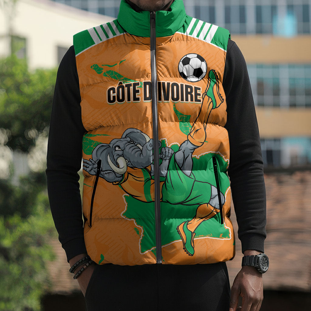 Custom Cote d Ivoire 2026 Football Sleeveless Puffer Jacket Ivory Coast Elephants Proud