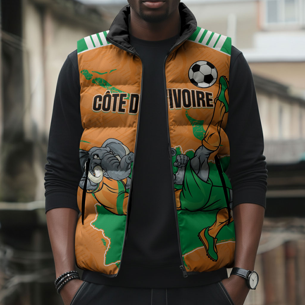 Custom Cote d Ivoire 2026 Football Sleeveless Puffer Jacket Ivory Coast Elephants Proud