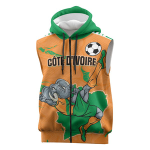 Custom Cote d Ivoire 2026 Football Sleeveless Zip Hoodie Ivory Coast Elephants Proud