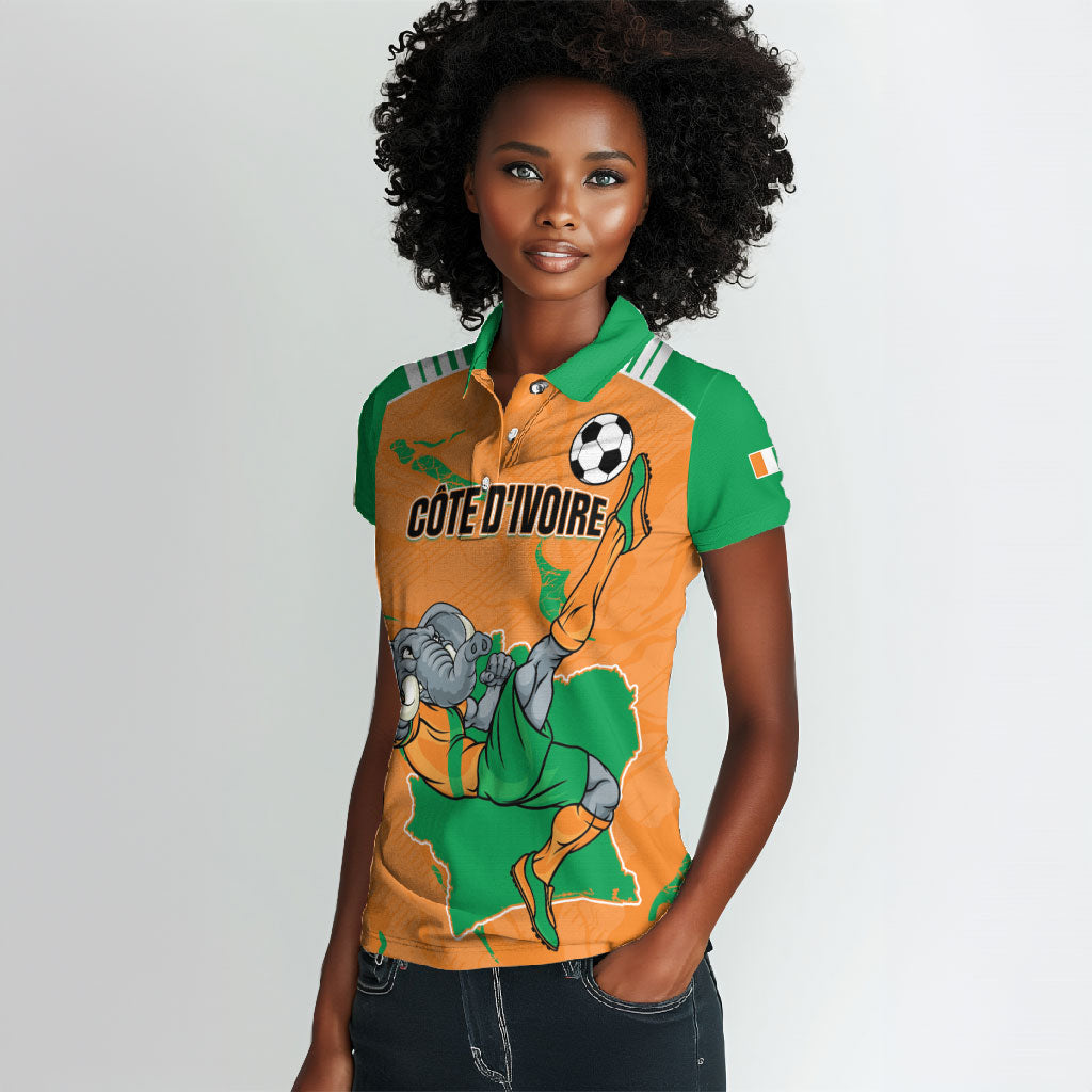 Custom Cote d Ivoire 2026 Football Women Polo Shirt Ivory Coast Elephants Proud