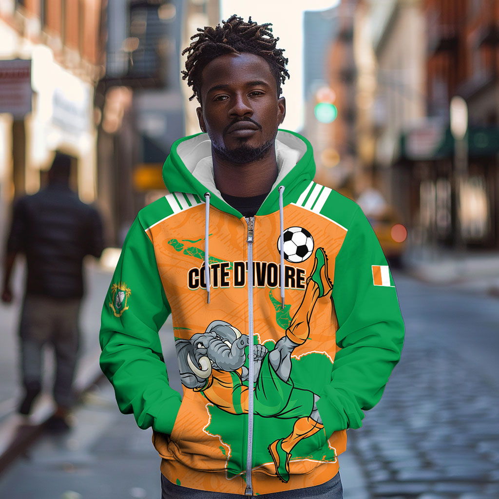 Custom Cote d Ivoire 2026 Football Zip Hoodie Ivory Coast Elephants Proud