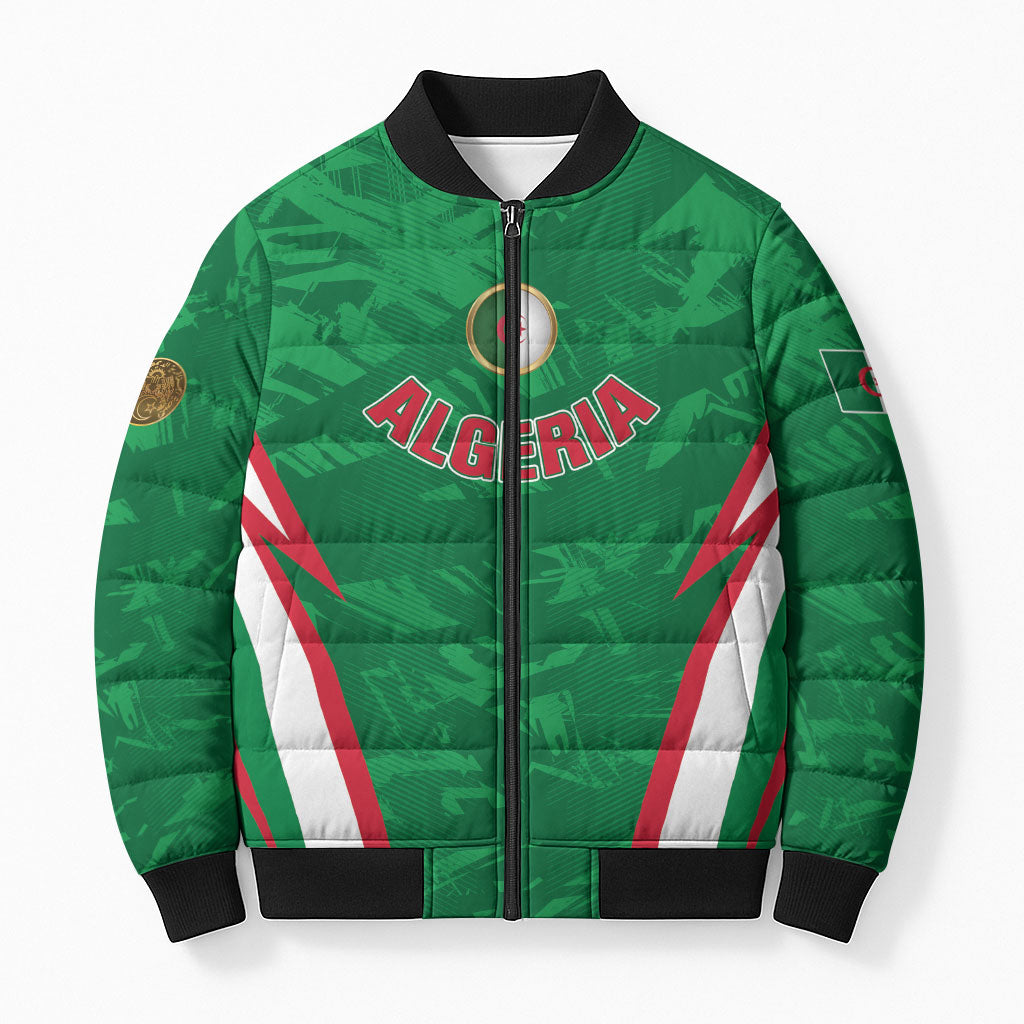 Custom Algeria 2026 Football Bomber Puffer Jacket The Fennecs Go Champions