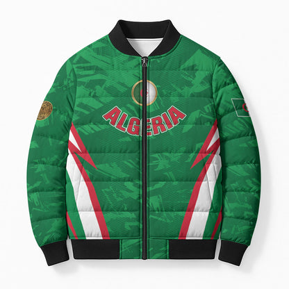 Custom Algeria 2026 Football Bomber Puffer Jacket The Fennecs Go Champions