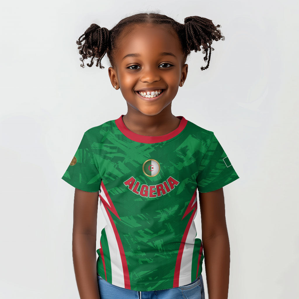 Custom Algeria 2026 Football Kid T shirt The Fennecs Go Champions