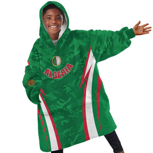 Custom Algeria 2026 Football Kid Wearable Blanket Hoodie The Fennecs Go Champions