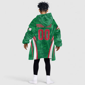 Custom Algeria 2026 Football Kid Wearable Blanket Hoodie The Fennecs Go Champions