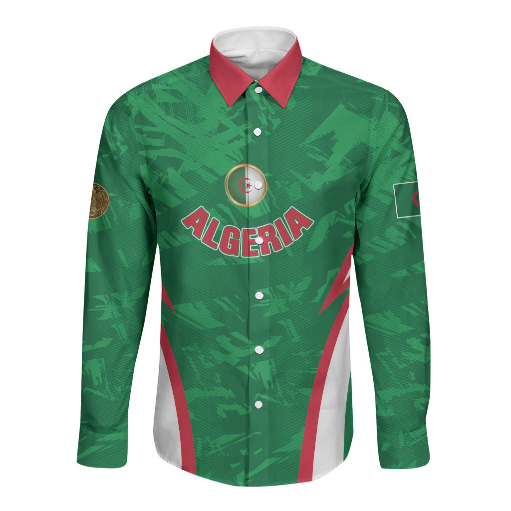 Custom Algeria 2026 Football Long Sleeve Button Shirt The Fennecs Go Champions