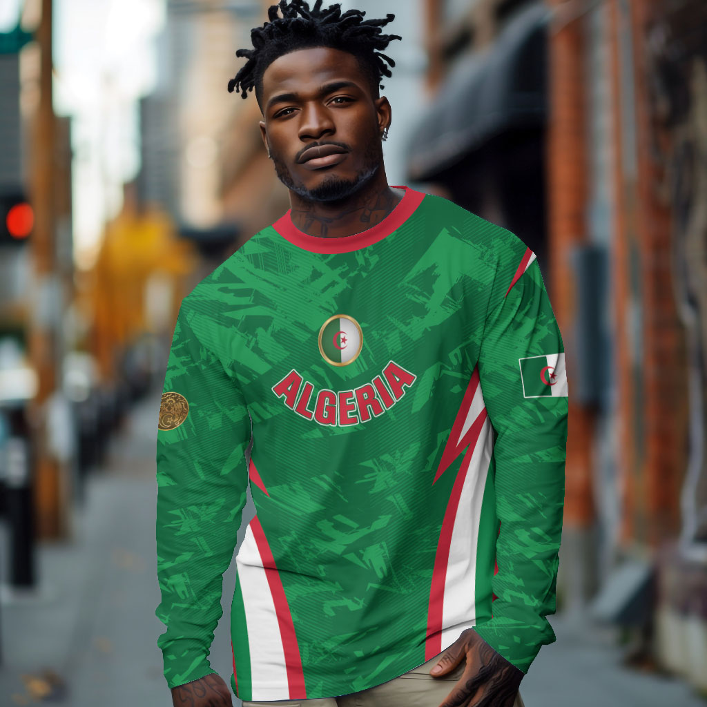 Custom Algeria 2026 Football Long Sleeve Shirt The Fennecs Go Champions
