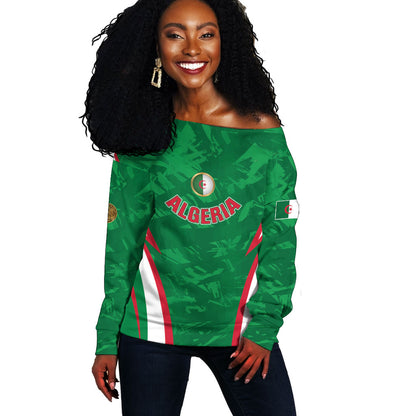 Custom Algeria 2026 Football Off Shoulder Sweater The Fennecs Go Champions