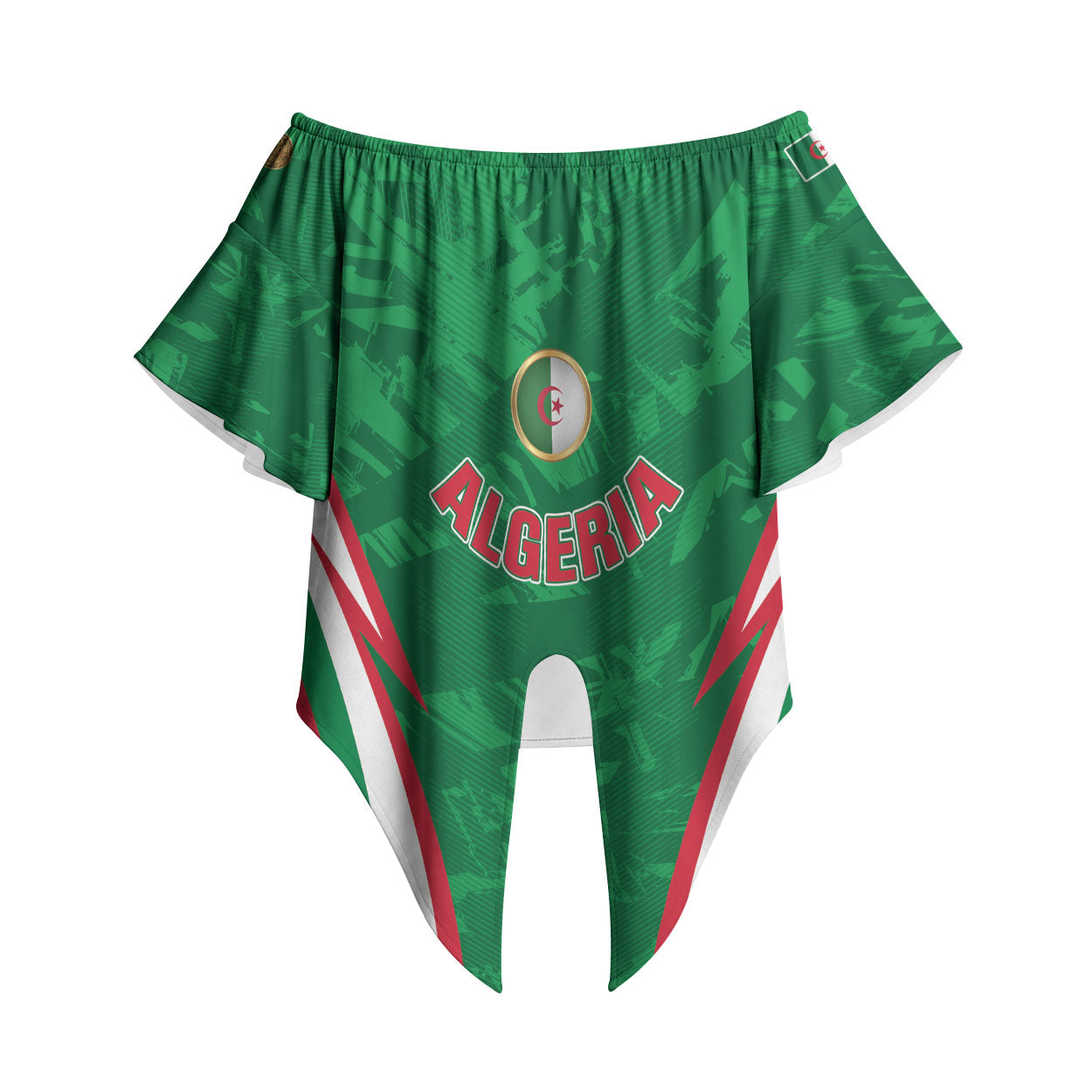 Custom Algeria 2026 Football Off Shoulder Wrap Waist Top The Fennecs Go Champions