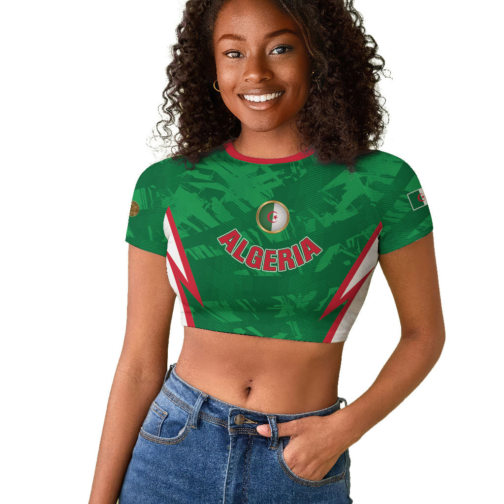 Custom Algeria 2026 Football Raglan Cropped T shirt The Fennecs Go Champions