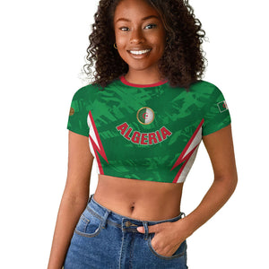 Custom Algeria 2026 Football Raglan Cropped T shirt The Fennecs Go Champions