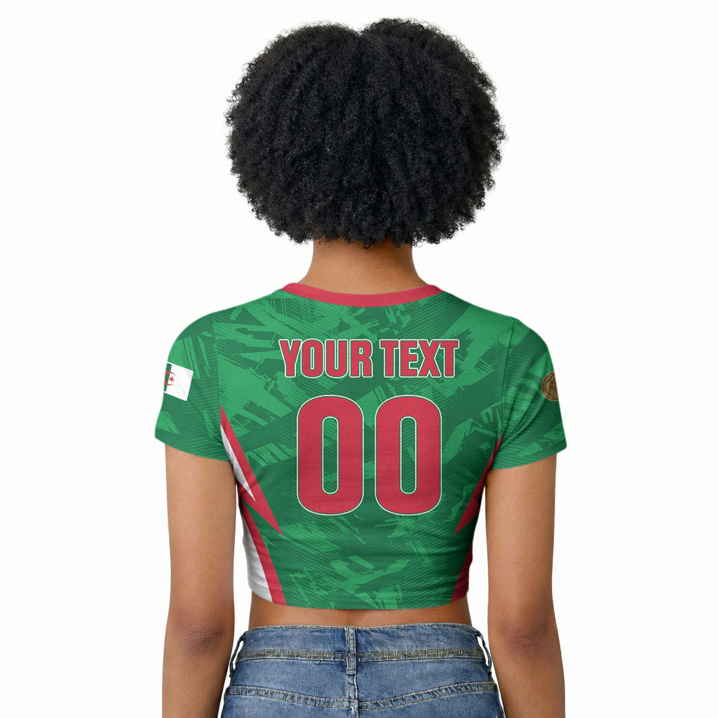 Custom Algeria 2026 Football Raglan Cropped T shirt The Fennecs Go Champions