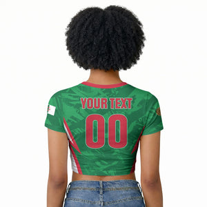 Custom Algeria 2026 Football Raglan Cropped T shirt The Fennecs Go Champions