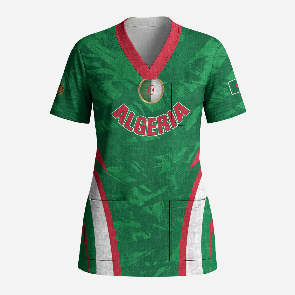 Custom Algeria 2026 Football Scrub Top The Fennecs Go Champions