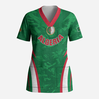 Custom Algeria 2026 Football Scrub Top The Fennecs Go Champions