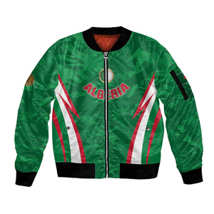Custom Algeria 2026 Football Sleeve Zip Bomber Jacket The Fennecs Go Champions