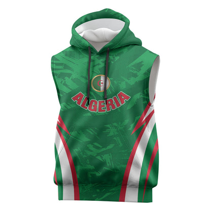 Custom Algeria 2026 Football Sleeveless Hoodie The Fennecs Go Champions