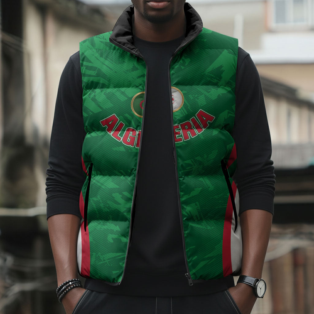 Custom Algeria 2026 Football Sleeveless Puffer Jacket The Fennecs Go Champions