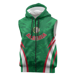 Custom Algeria 2026 Football Sleeveless Zip Hoodie The Fennecs Go Champions