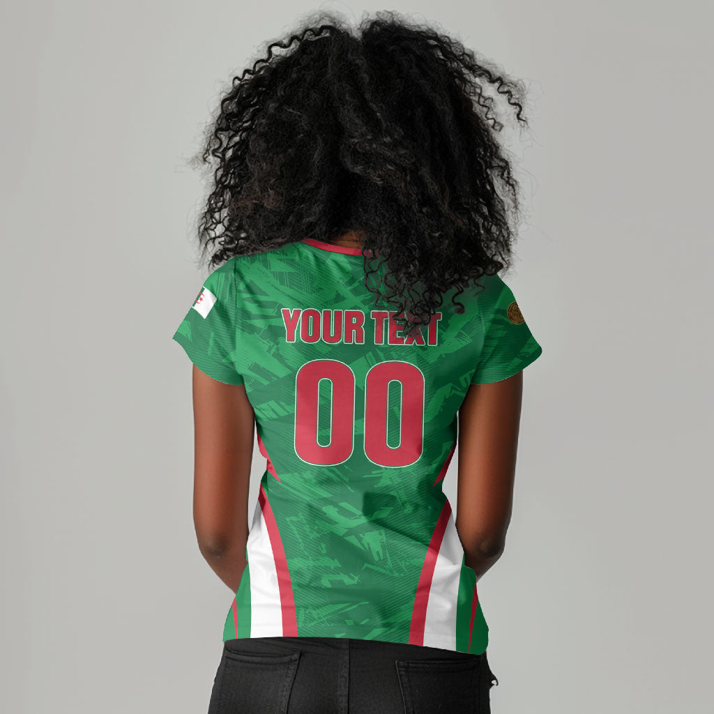 Custom Algeria 2026 Football Women V-Neck T-Shirt The Fennecs Go Champions