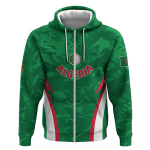 Custom Algeria 2026 Football Zip Hoodie The Fennecs Go Champions