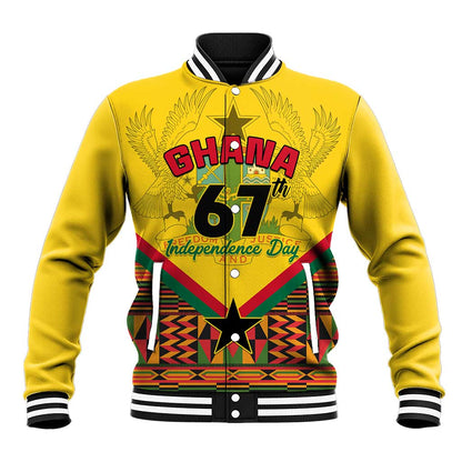 Ghana Independence Day Baseball Jacket with Freedom and Justice and African Pattern LT01
