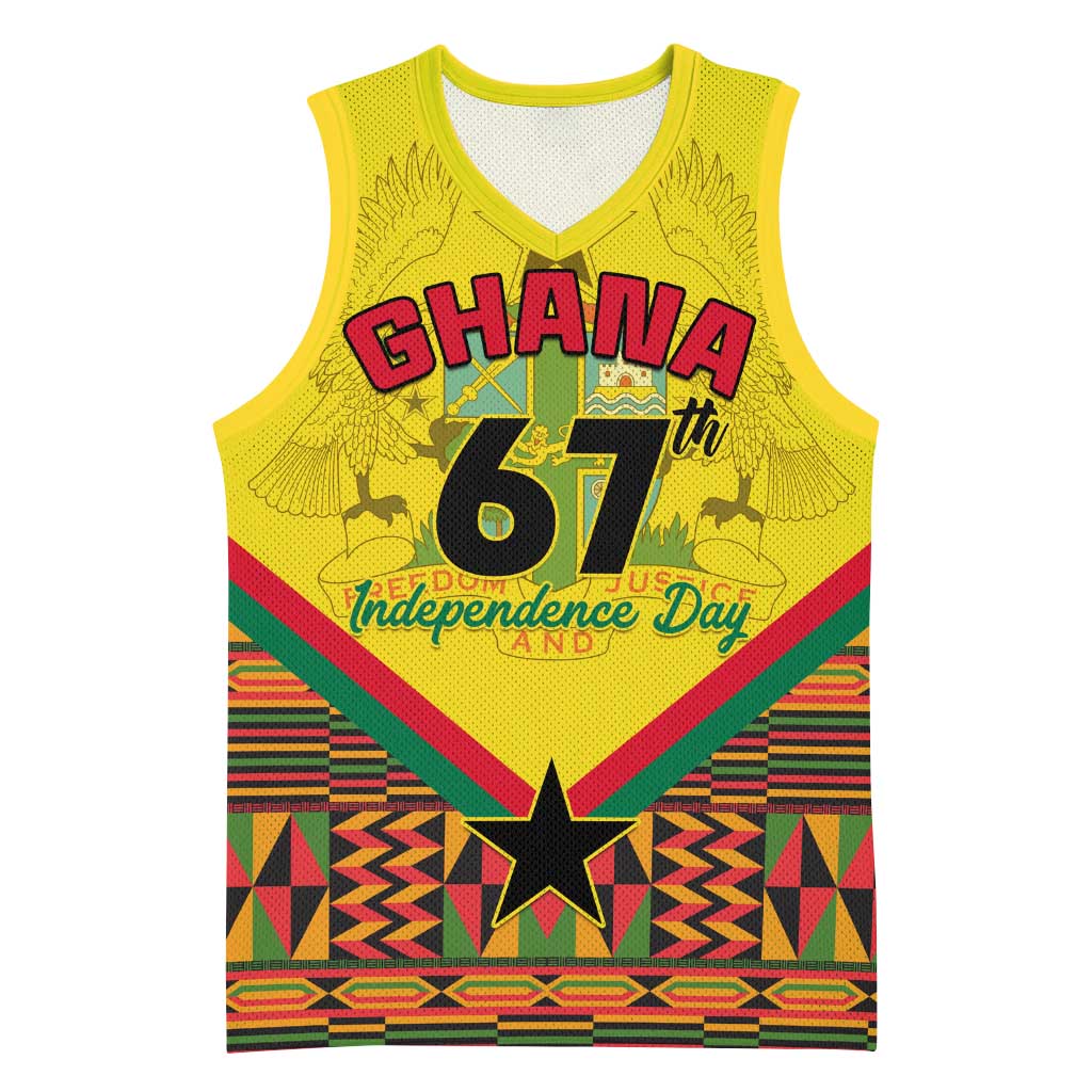 Ghana Independence Day Basketball Jersey with Freedom and Justice and African Pattern - African Pride