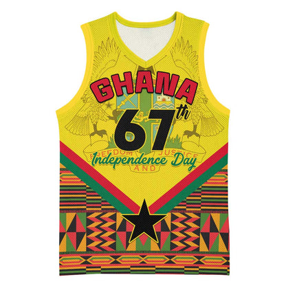 Ghana Independence Day Basketball Jersey with Freedom and Justice and African Pattern - African Pride