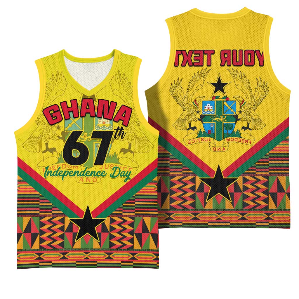 Ghana Independence Day Basketball Jersey with Freedom and Justice and African Pattern - African Pride