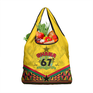 Ghana Independence Day Grocery Bag with Freedom and Justice and African Pattern