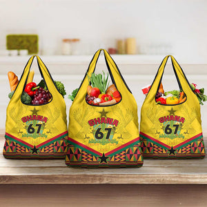 Ghana Independence Day Grocery Bag with Freedom and Justice and African Pattern