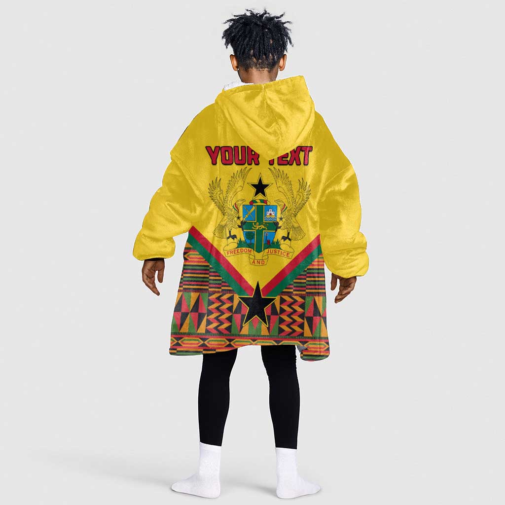 Ghana Independence Day KId Wearable Blanket Hoodie with Freedom and Justice and African Pattern