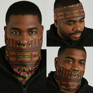 Ghana Independence Day Neck Gaiter with Freedom and Justice and African Pattern - African Pride
